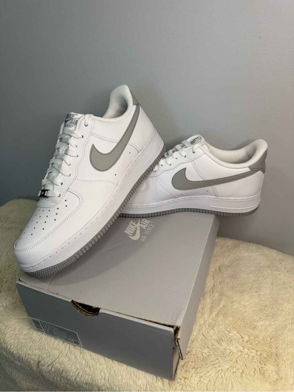 Nike Air Force 1 Low - White with Grey Swoosh